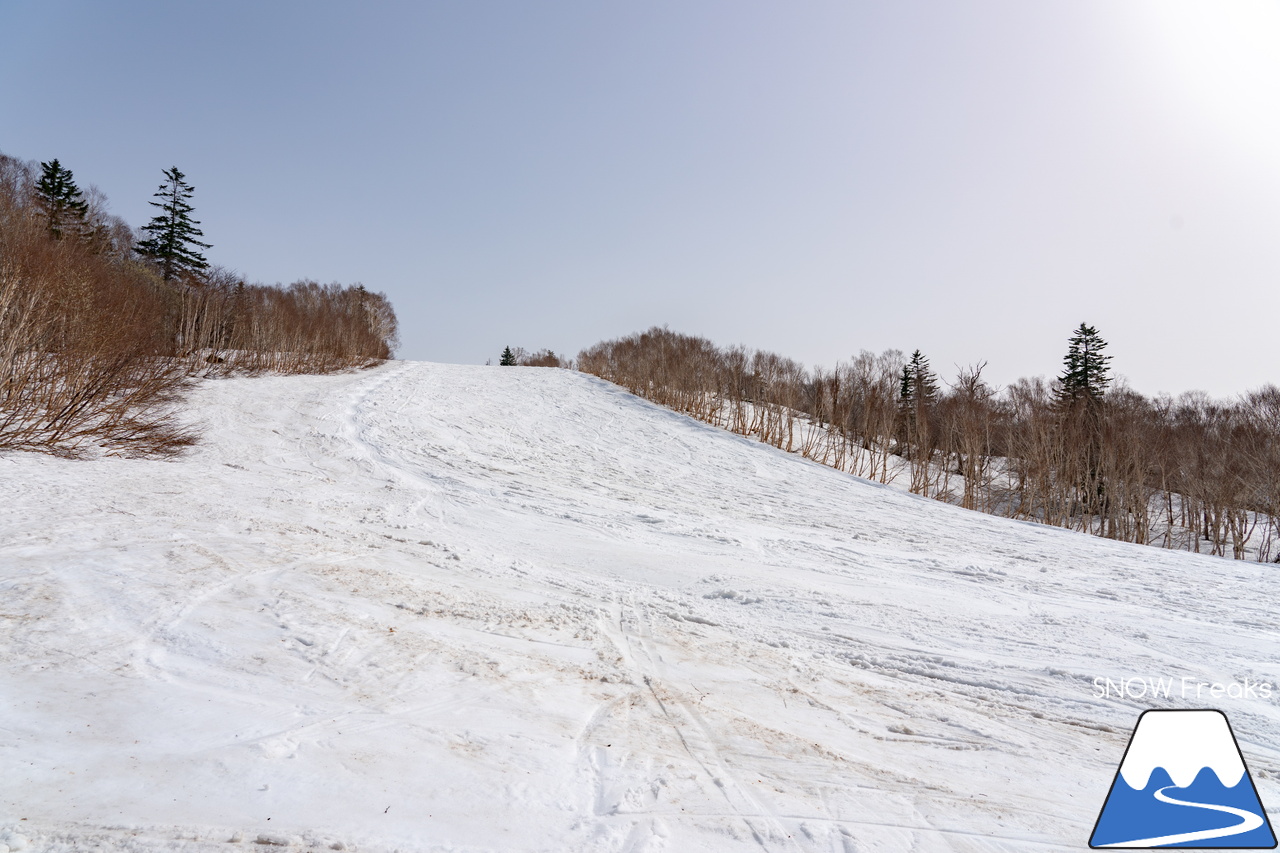 キロロリゾート｜初夏の陽気に耐えて、何とかGWまで持ってくれたキロロの雪…。さぁ、キロロゴンドラに乗って、山頂から山麓まで続く全長4,000ｍ超のロングランを楽しみましょう！